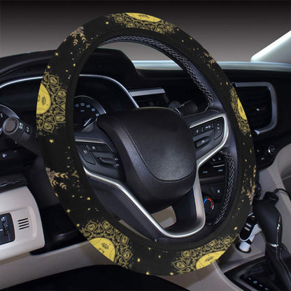 Sun Moon Print Design LKS301 Steering Wheel Cover with Elastic Edge