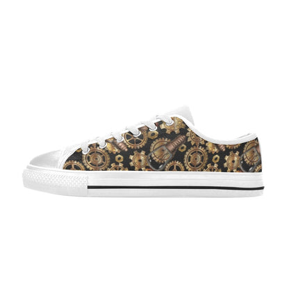 Steampunk Lightbulb Print Design LKS304 Women's White Low Top Shoes