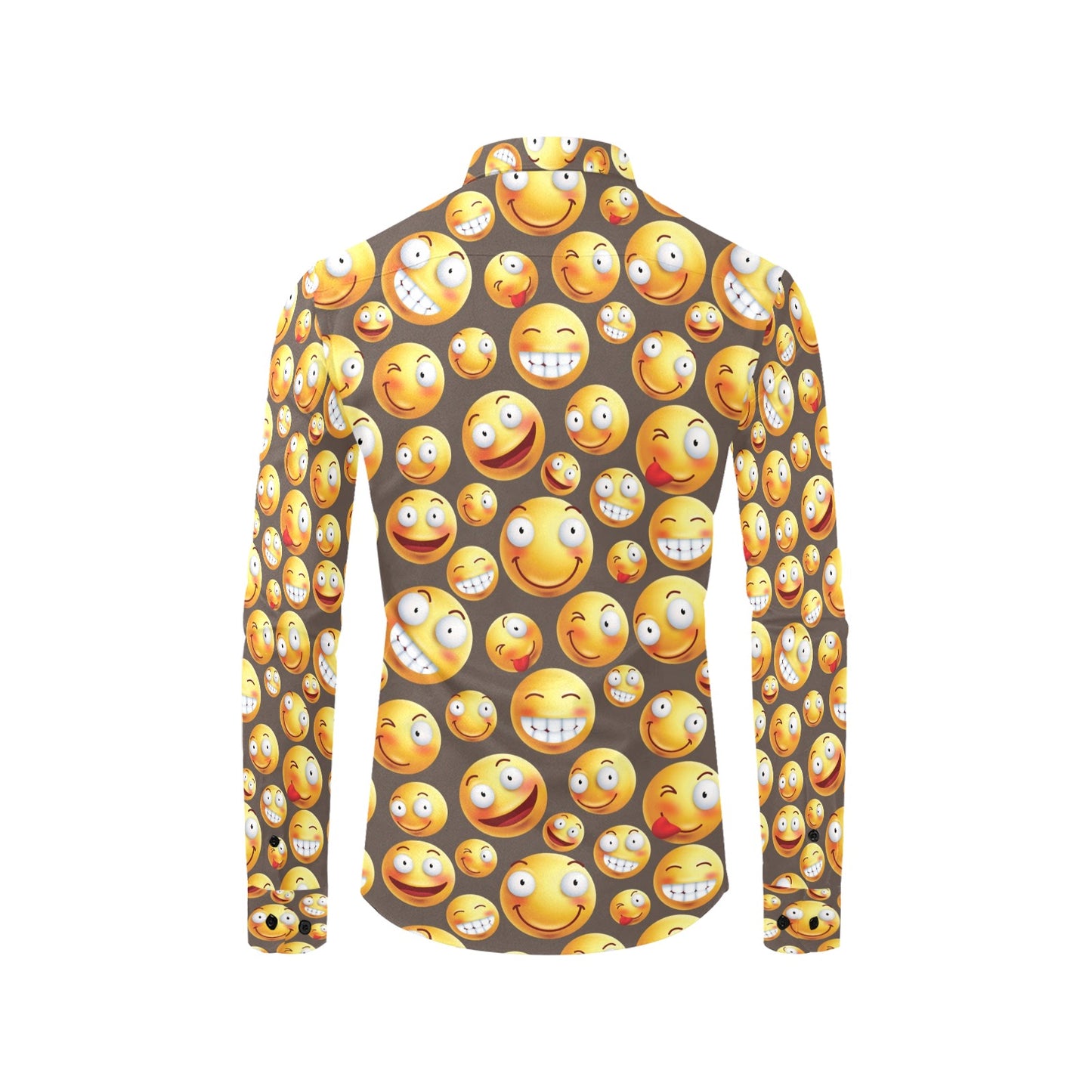 Smiley Face Emoji Print Design LKS303 Men's Long Sleeve Dress Shirt