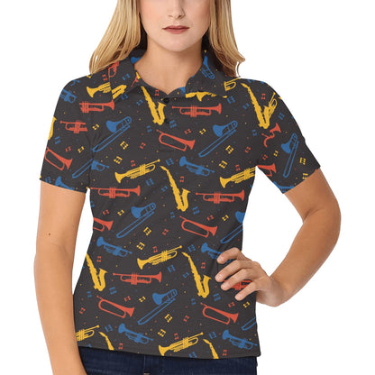 Saxophone Print Design LKS407 Women's Polo Shirt
