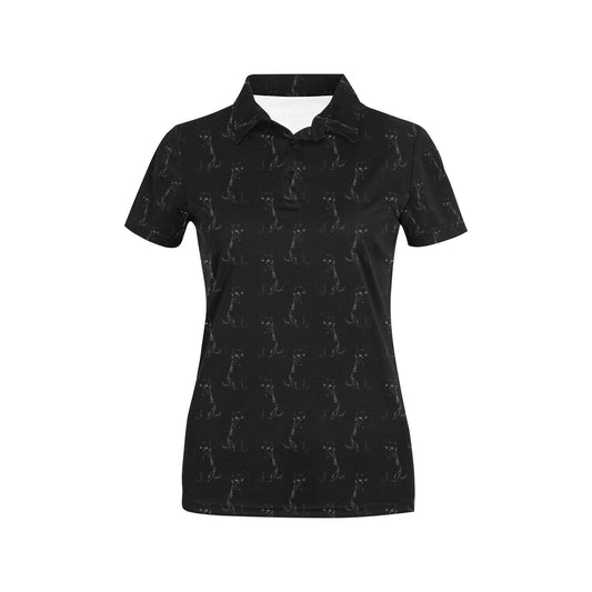 Black Cat Pattern Print Design 03 Women's Polo Shirt