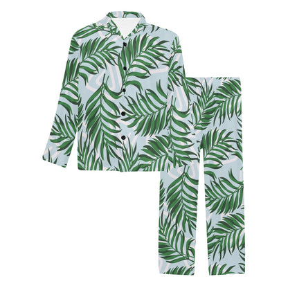 Palm Leaves Pattern Print Design PL06 Men's Long Pajama Set