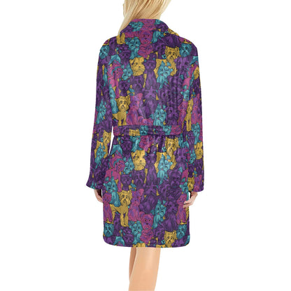 Yorkshire Terriers Print Design LKS3010 Women's Fleece Robe