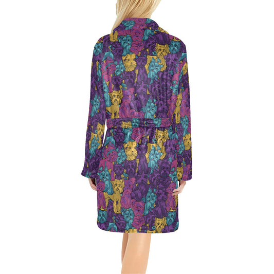 Yorkshire Terriers Print Design LKS3010 Women's Fleece Robe