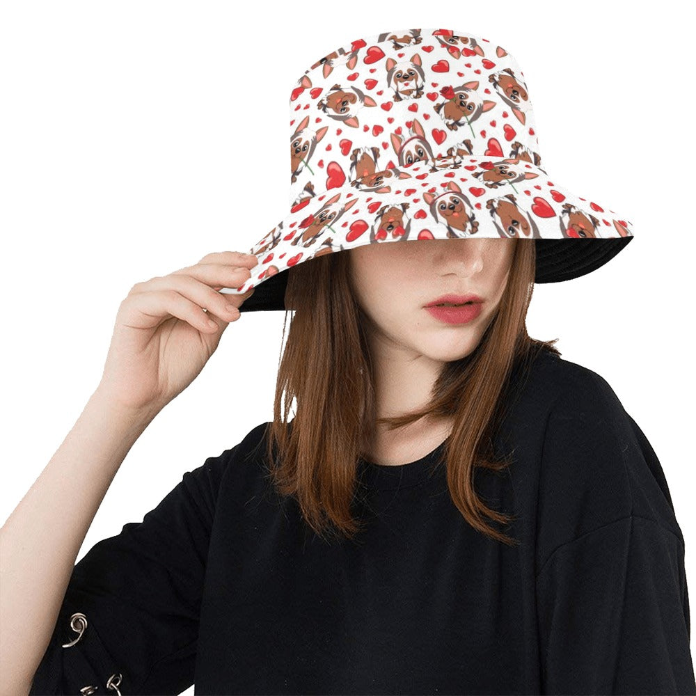 Silky Terriers Heart Print Design LKS302 Unisex Bucket Hat