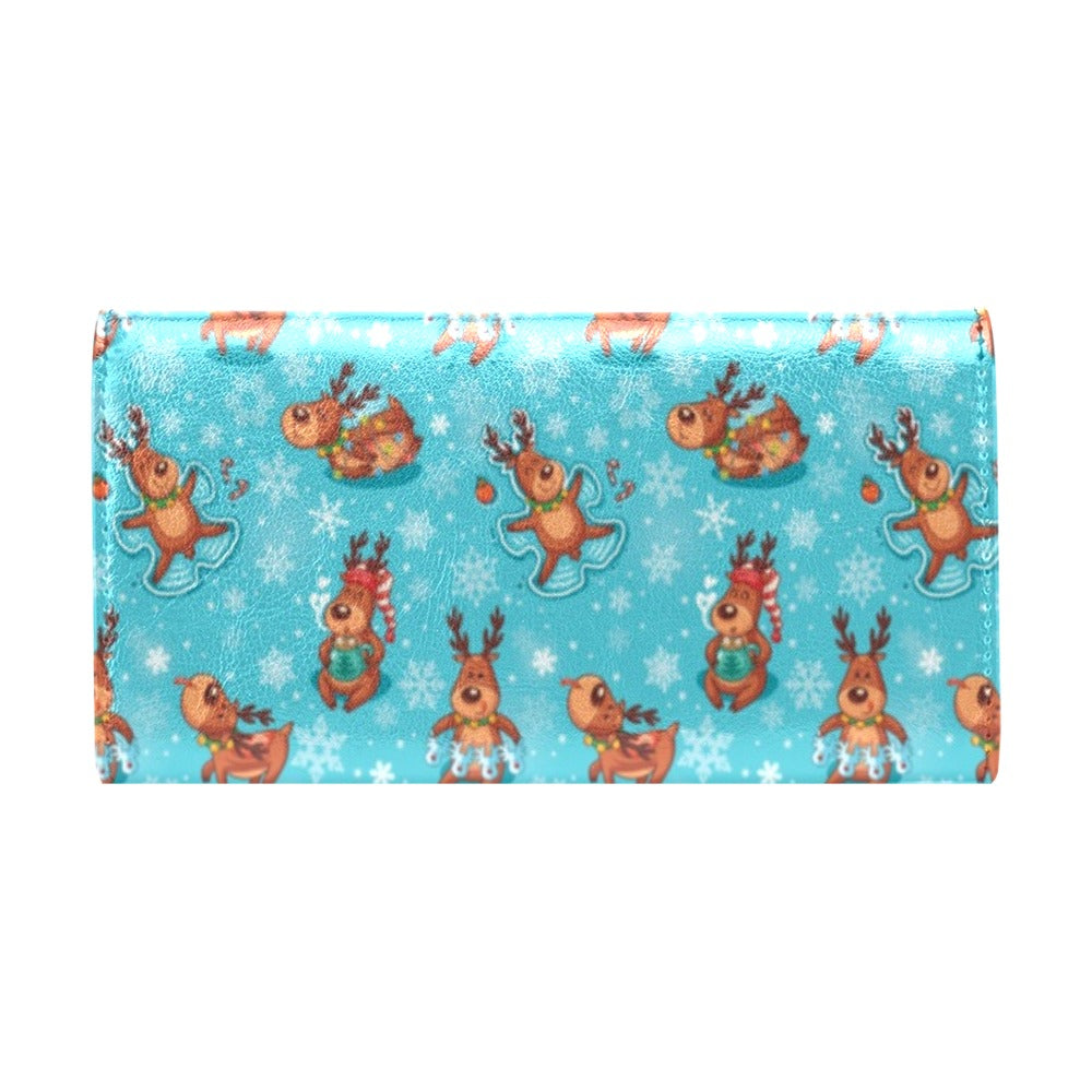 Reindeer Print Design LKS402 Women's Trifold Wallet