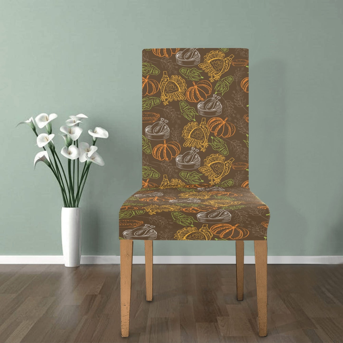 Thanksgiving Print Design LKS301 Dining Chair Slipcover
