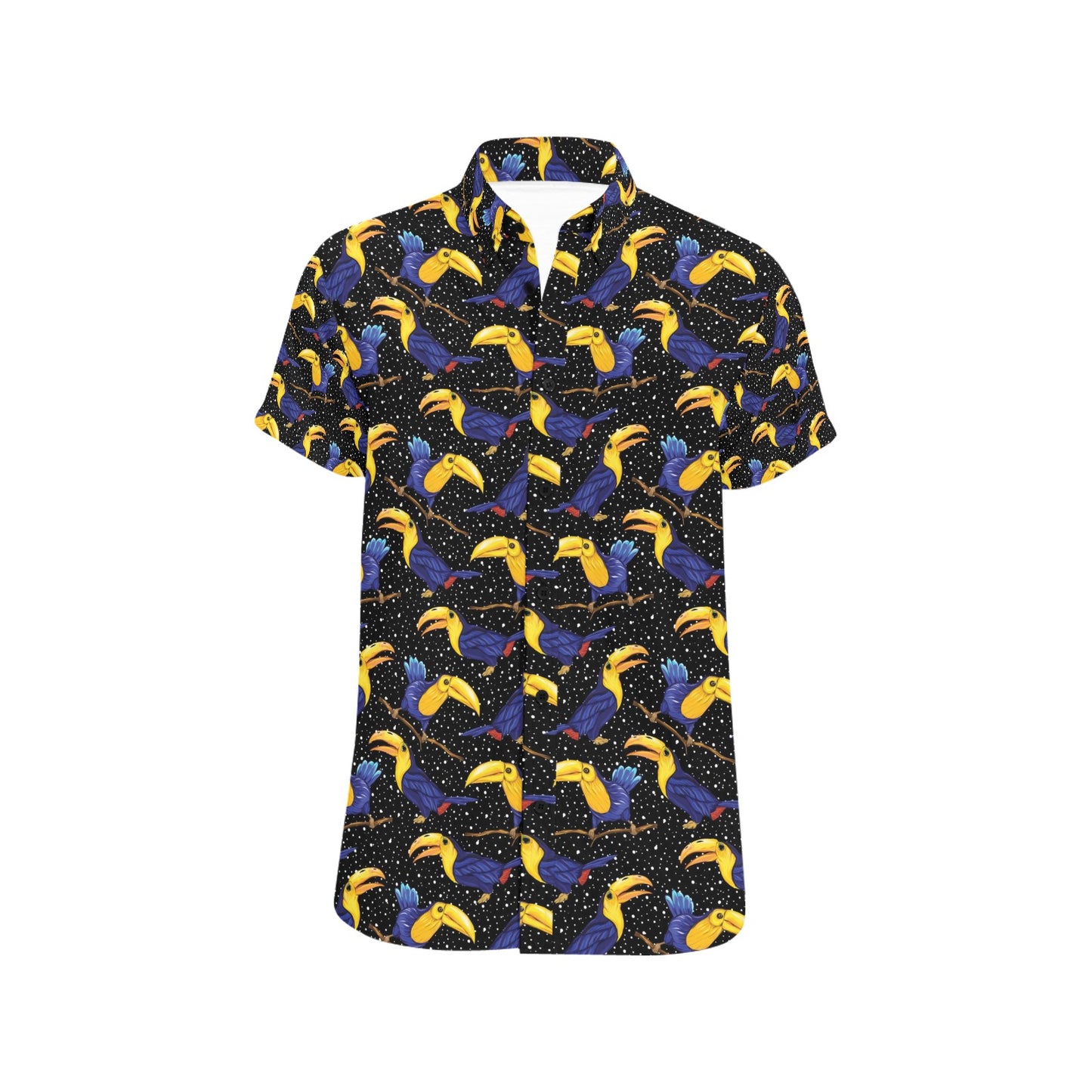 Toucan Print Design LKS307 Men Short Sleeve Button Up Shirt