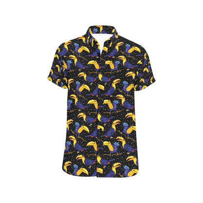 Toucan Print Design LKS307 Men Short Sleeve Button Up Shirt