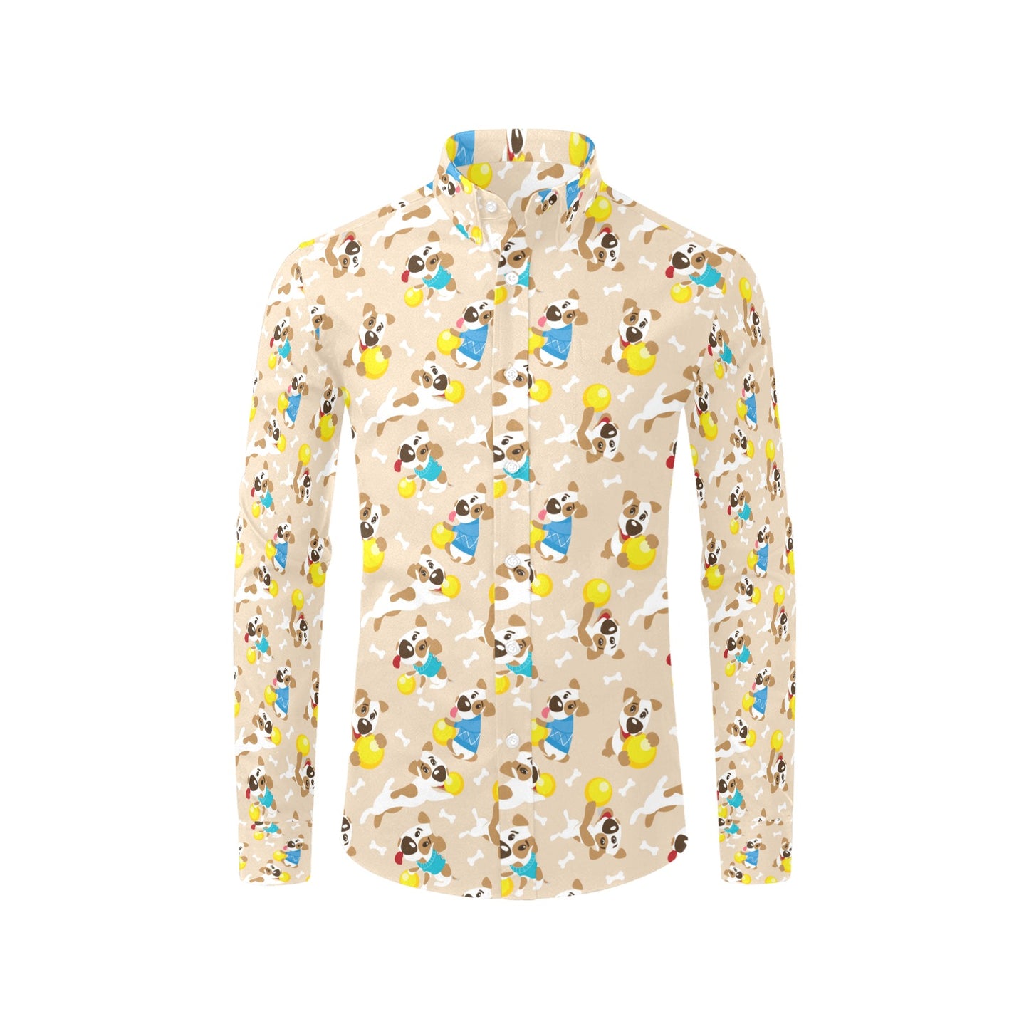 Russell Terriers Cute Print Design LKS304 Men's Long Sleeve Dress Shirt
