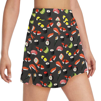 Sushi Design Print 17" Golf & Pickleball Skort with Pockets