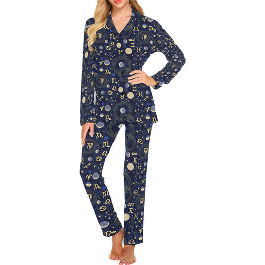 Zodiac Print Design LKS302 Women's Long Pajama Set