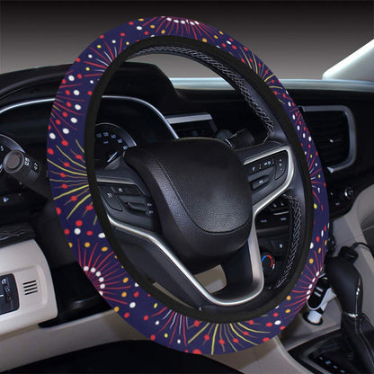 Firework Flower Style Print Design LKS302 Steering Wheel Cover with Elastic Edge