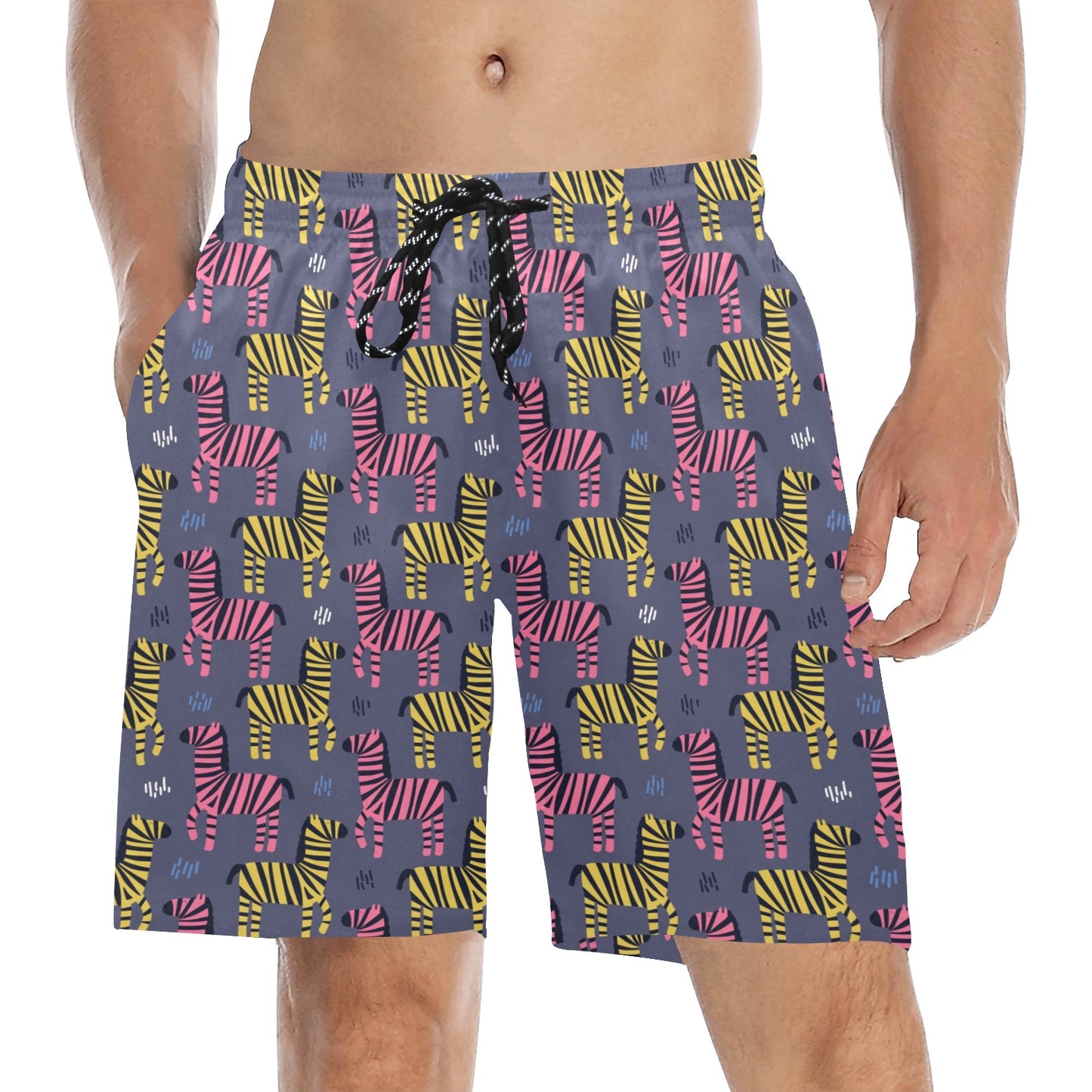 Zebra Print Design LKS303 Men's Swim Trunks Beach Shorts