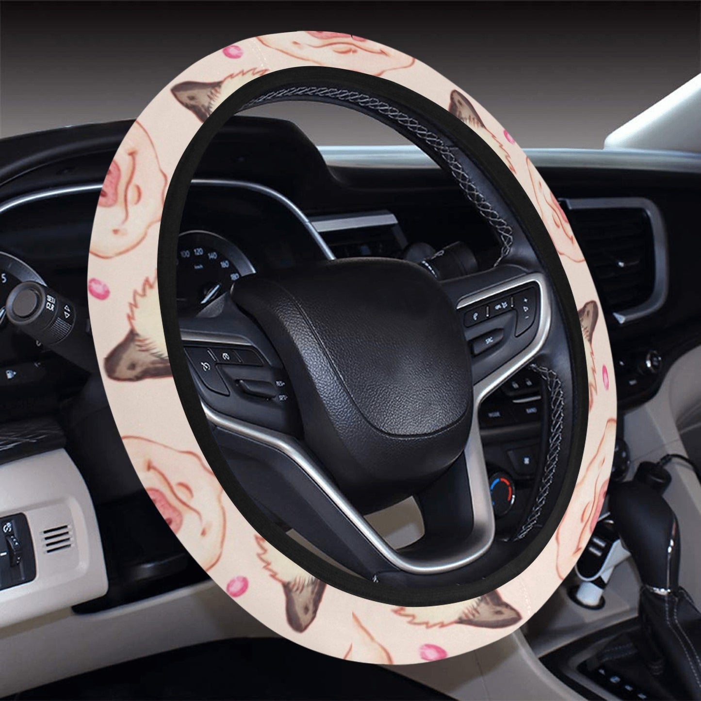 Pig Print Design LKS406 Steering Wheel Cover with Elastic Edge