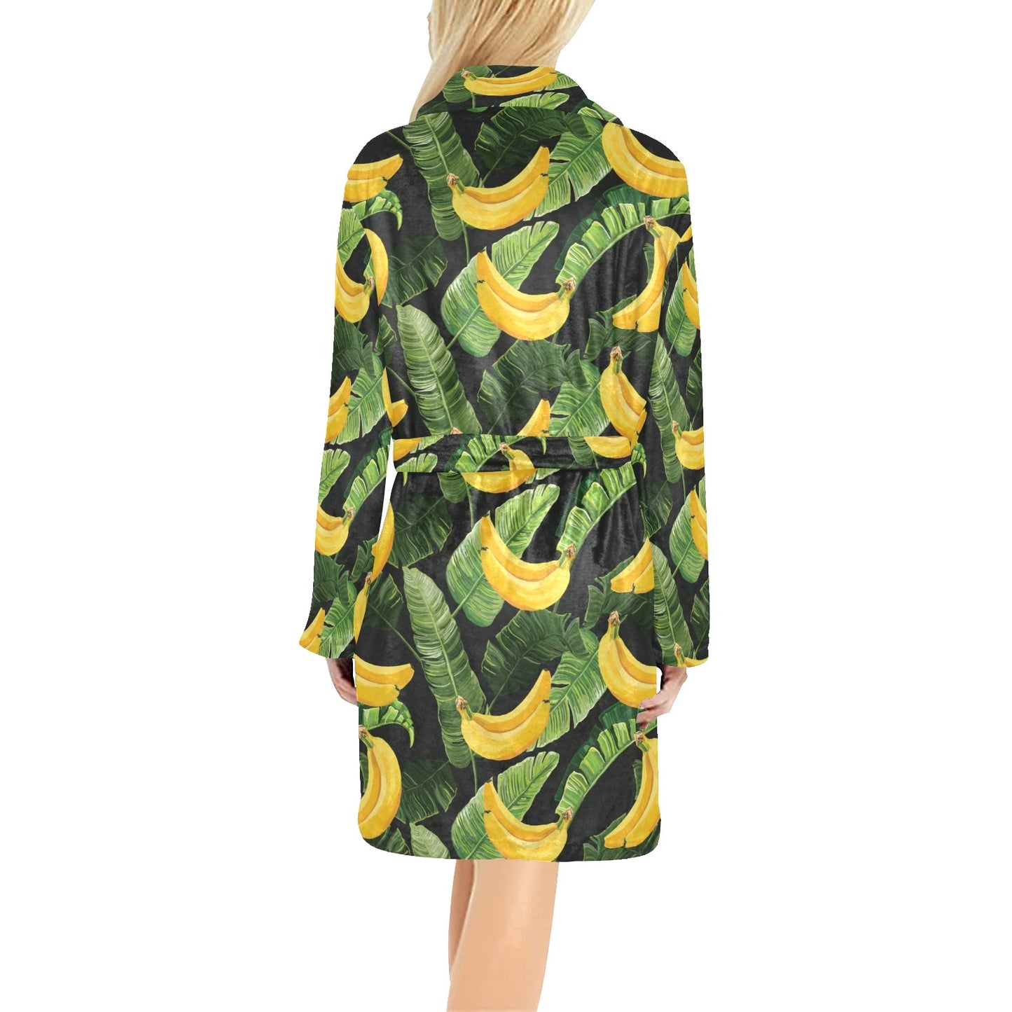 Banana Pattern Print Design BA01 Women's Fleece Robe