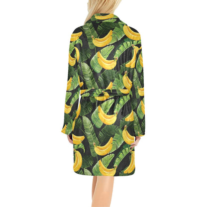 Banana Pattern Print Design BA01 Women's Fleece Robe