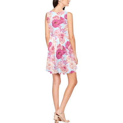 Lisianthus Pattern Print Design LT05 Sleeveless Dress