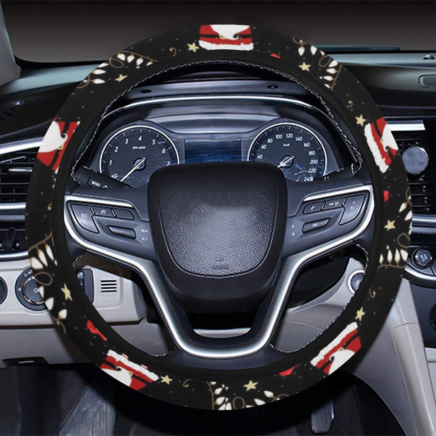 Santa Christmas Themed Print Design LKS307 Steering Wheel Cover with Elastic Edge