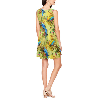 Parrot Pattern Print Design A02 Sleeveless Dress