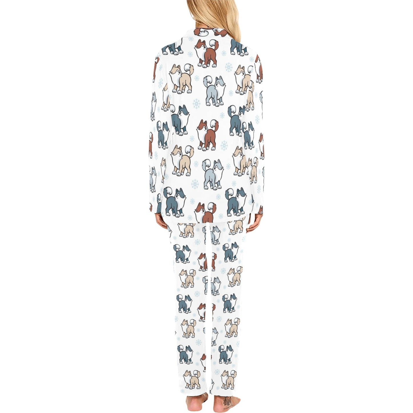Alaskan Malamute Pattern Print Design 02 Women's Long Pajama Set