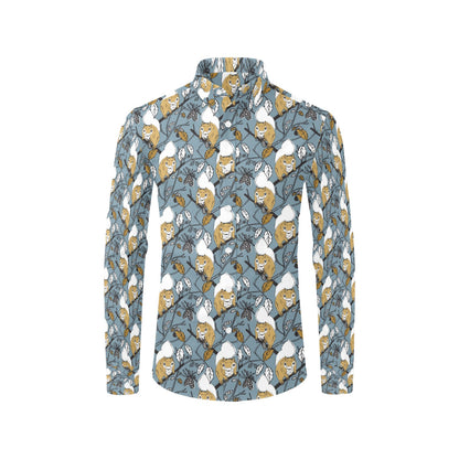 Squirrel Print Design LKS305 Men's Long Sleeve Dress Shirt