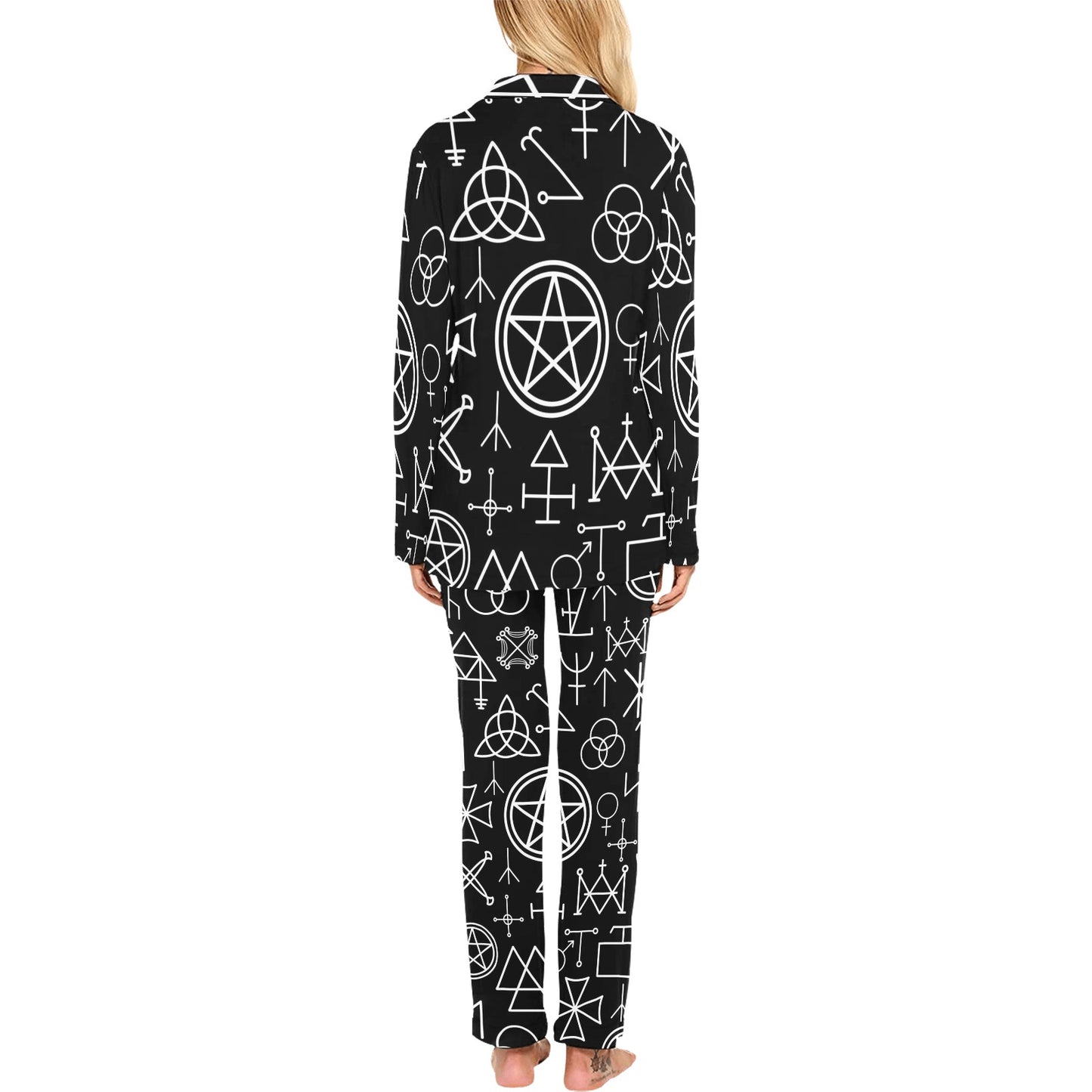 Pentagram Pattern Print Design A02 Women's Long Pajama Set