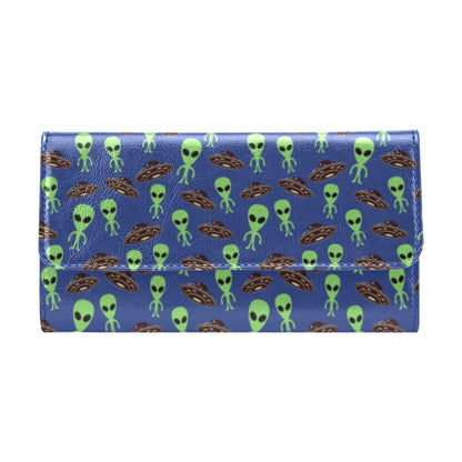 Alien Green UFO Pattern Women's Trifold Wallet