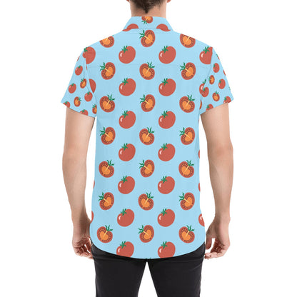 Tomato Print Design LKS304 Men Short Sleeve Button Up Shirt