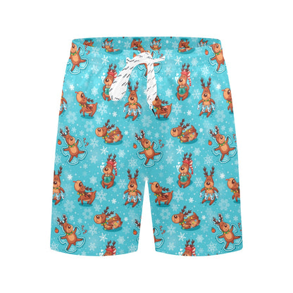 Reindeer Print Design LKS402 Men's Swim Trunks Beach Shorts