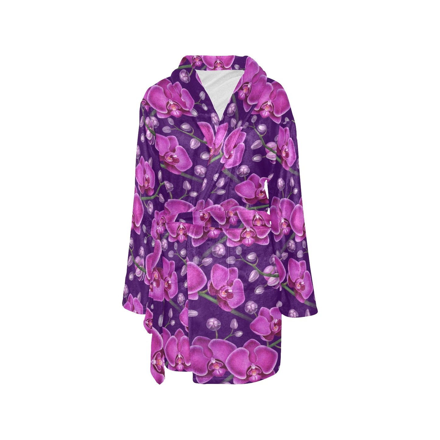 Orchid Pattern Print Design A03 Women's Fleece Robe
