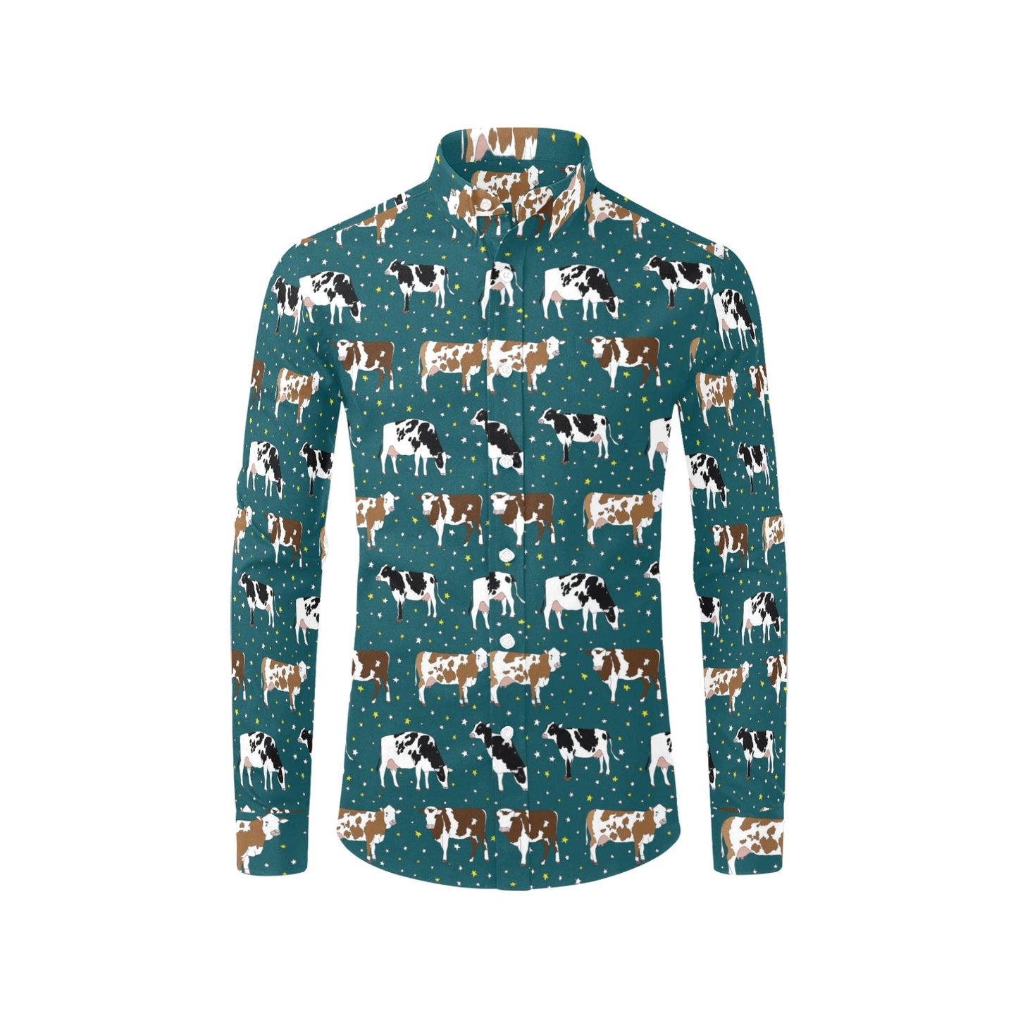 Cattle Print Design LKS404 Men's Long Sleeve Dress Shirt