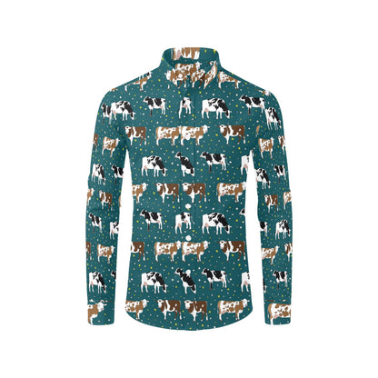 Cattle Print Design LKS404 Men's Long Sleeve Dress Shirt