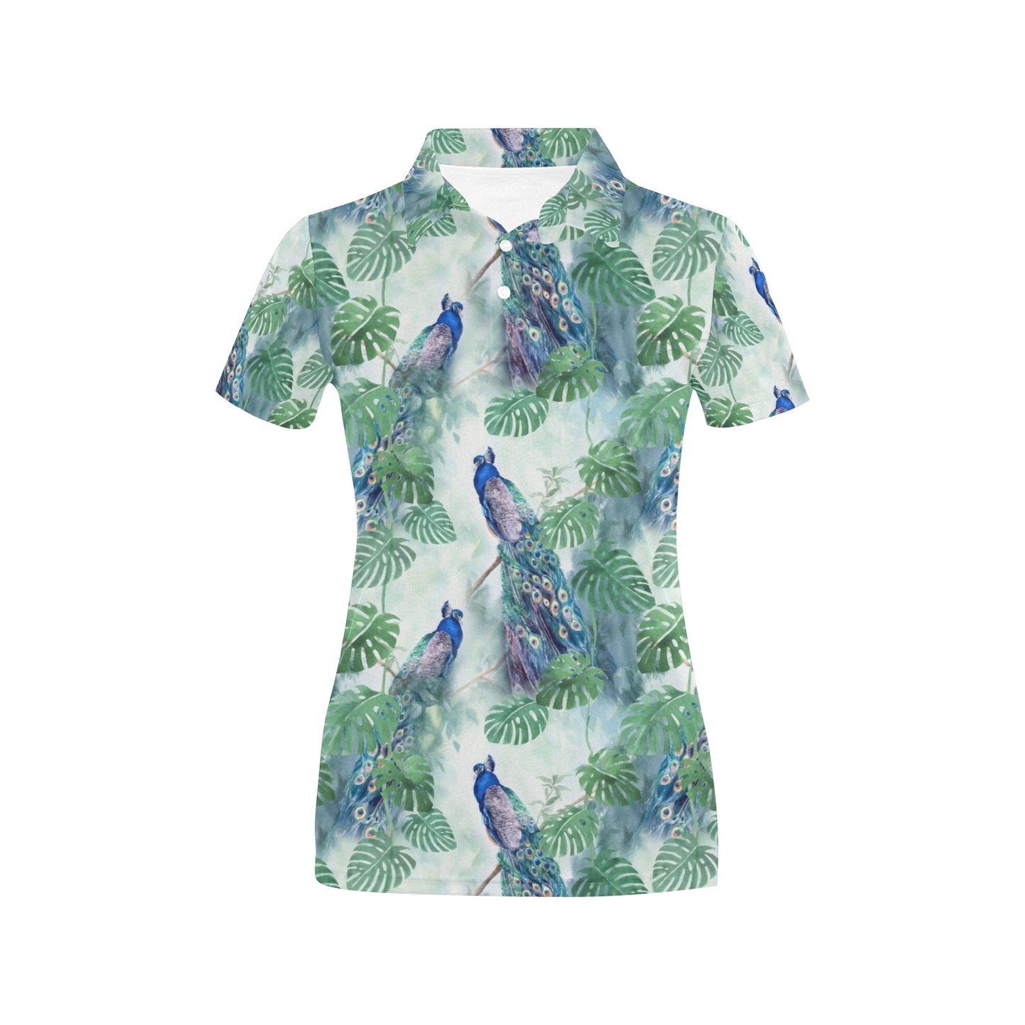 Peacock Pattern Print Design A02 Women's Polo Shirt
