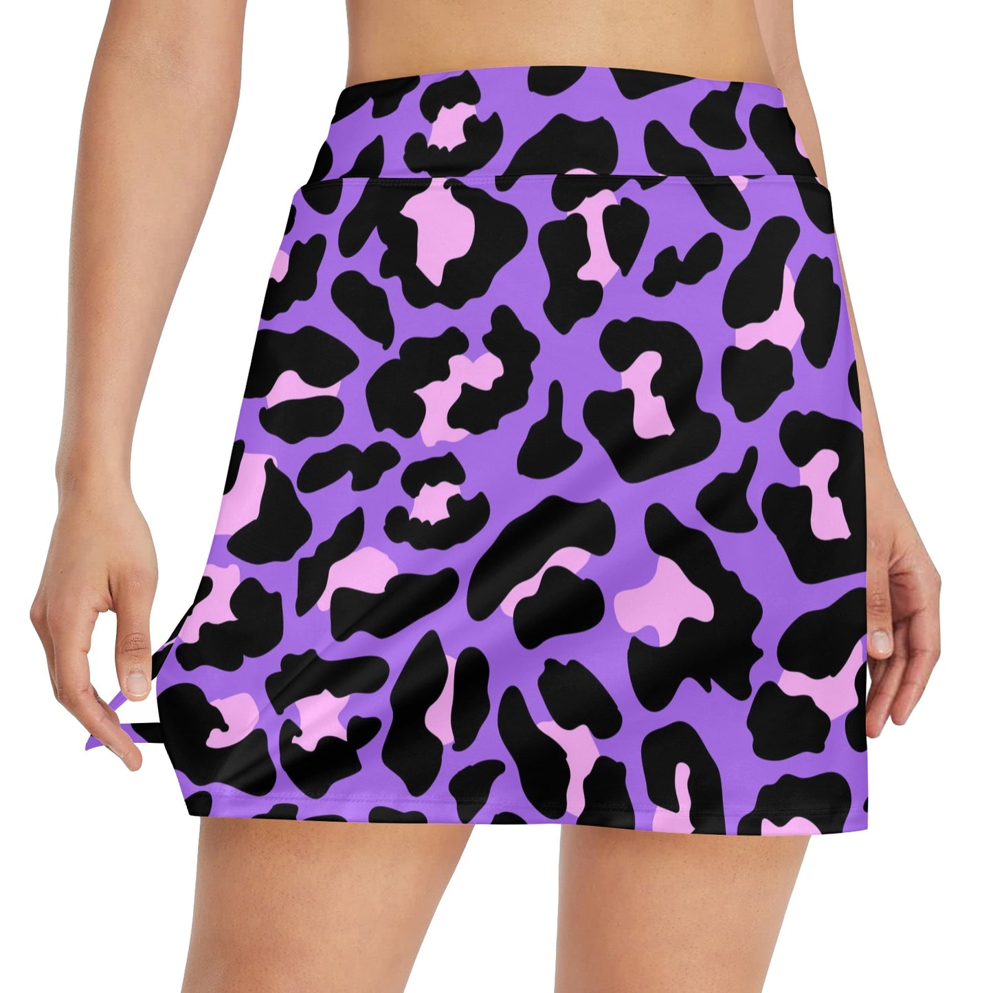 Cheetah Purple Neon Print Pattern 17" Golf & Pickleball Skort with Pockets
