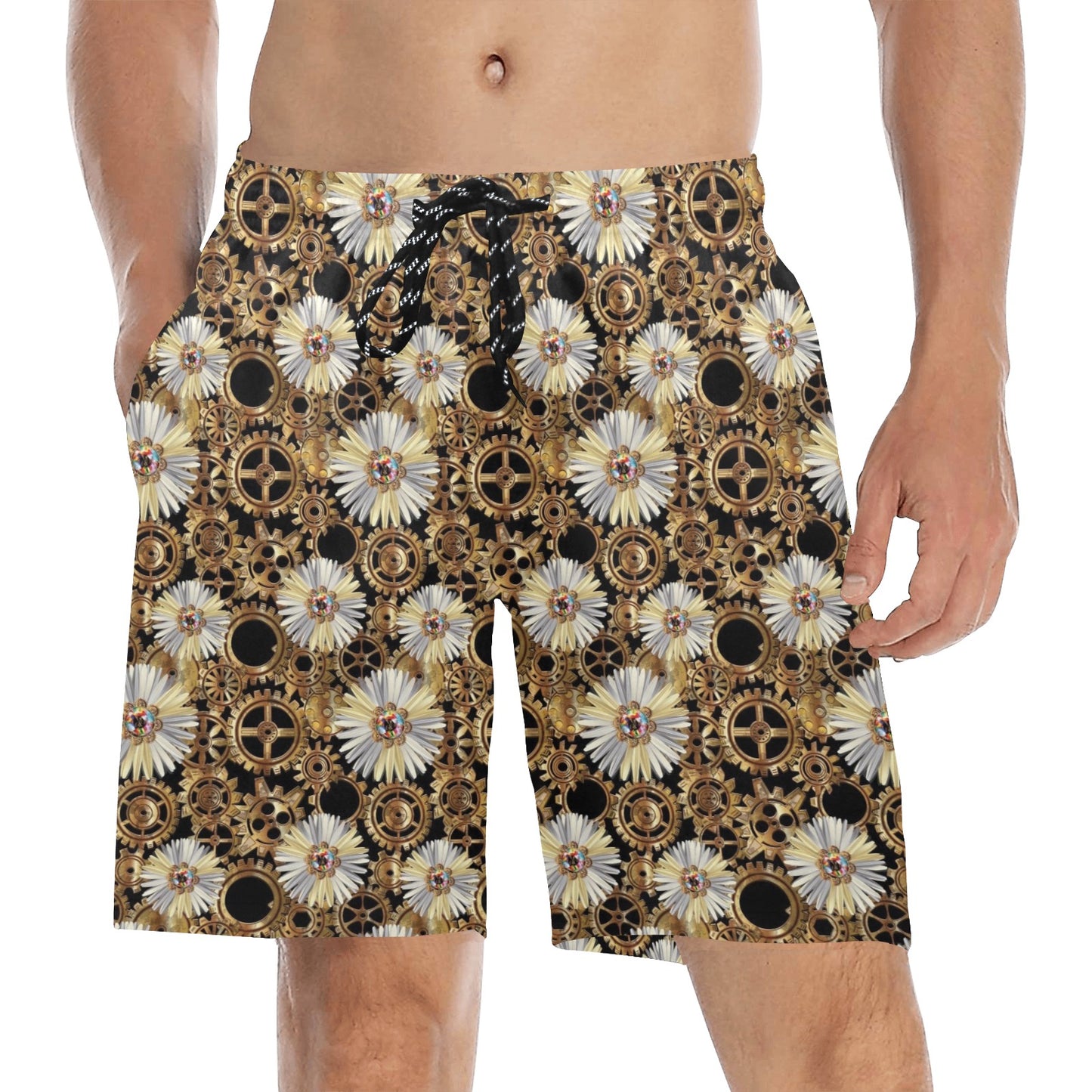 Steampunk Print Design LKS305 Men's Swim Trunks Beach Shorts