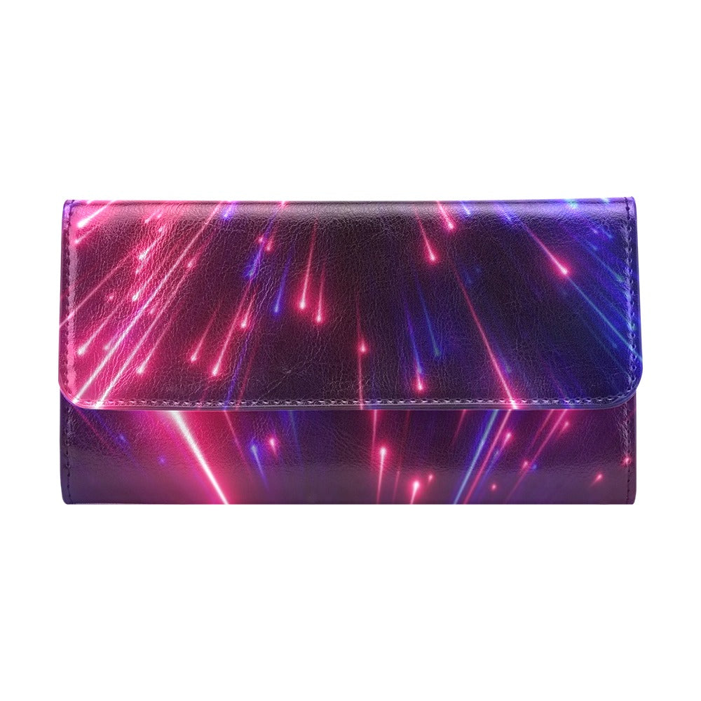 Celestial Purple Blue Neon Speed Light Women's Trifold Wallet