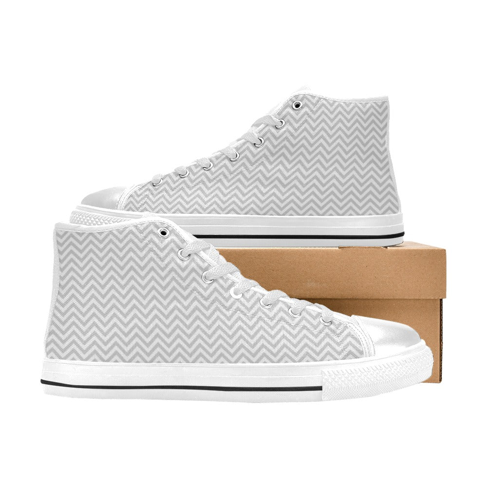 Chevron Print Design LKS401 Men's High Top Canvas Shoes