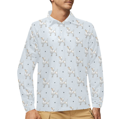 Poodle Pattern Print Design A05 Long Sleeve Polo Shirt For Men's