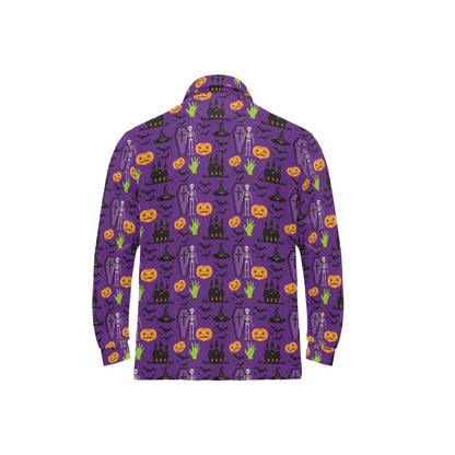 Halloween Print Design LKS403 Long Sleeve Polo Shirt For Men's