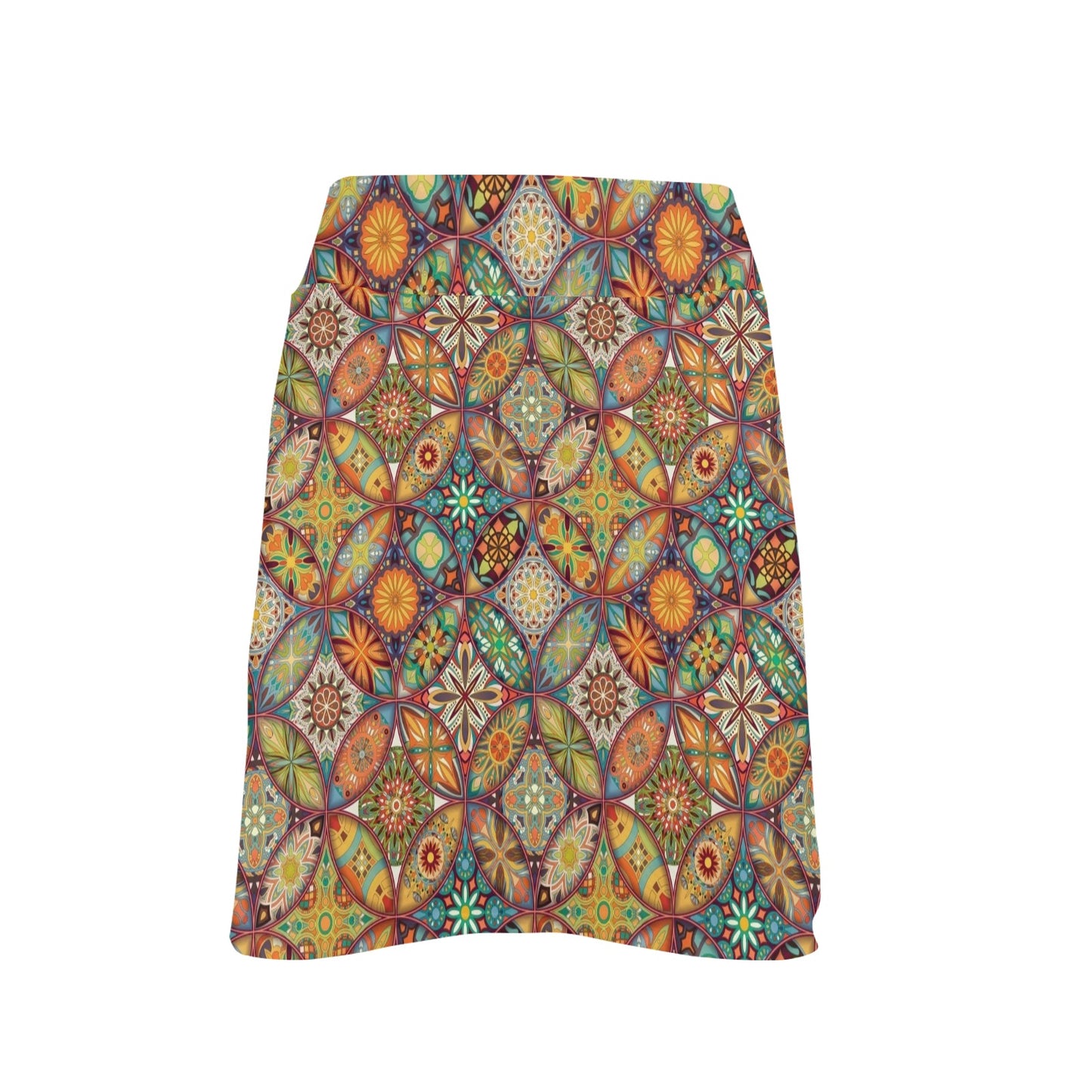 Mandala Flower Themed Design Print 17" Golf & Pickleball Skort with Pockets