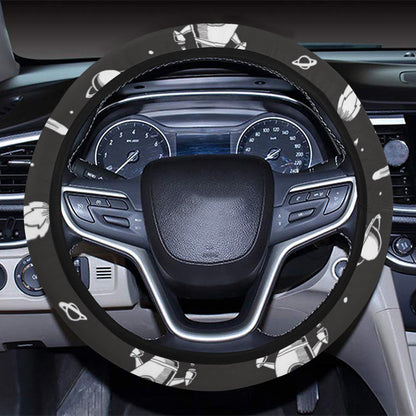 Space Rocket Print Design LKS303 Steering Wheel Cover with Elastic Edge