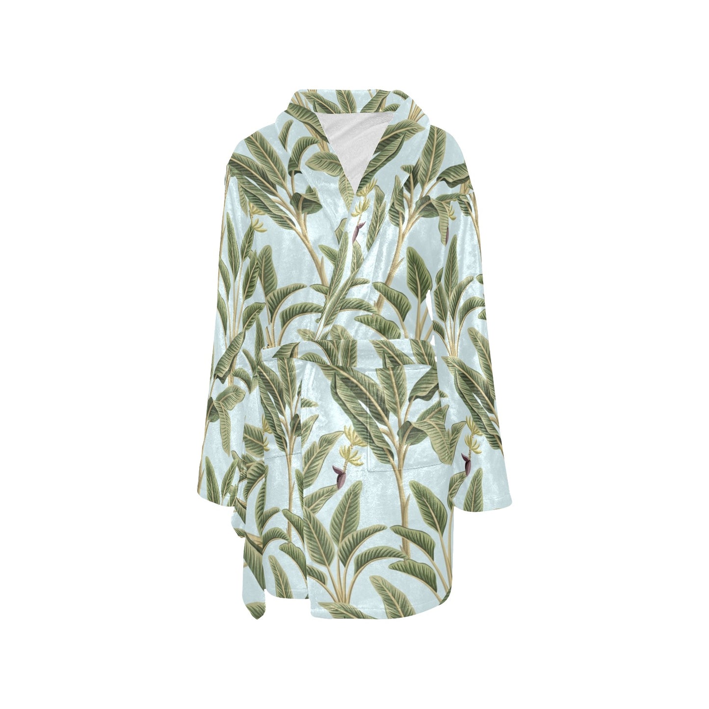 Banana Leaf Pattern Print Design BL03 Women's Fleece Robe
