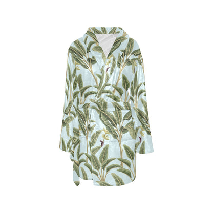 Banana Leaf Pattern Print Design BL03 Women's Fleece Robe
