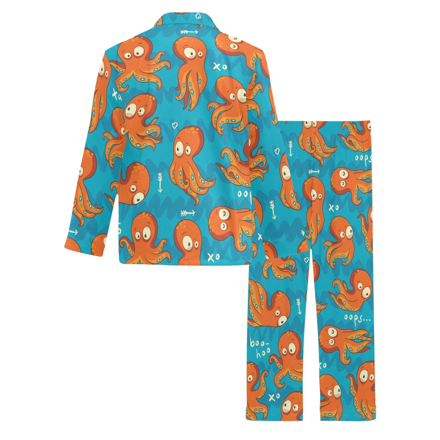 Octopus Pattern Print Design A02 Men's Long Pajama Set