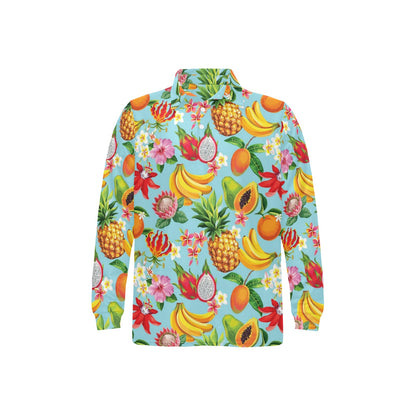 Tropical Fruits Pattern Print Design TF01 Long Sleeve Polo Shirt For Men's