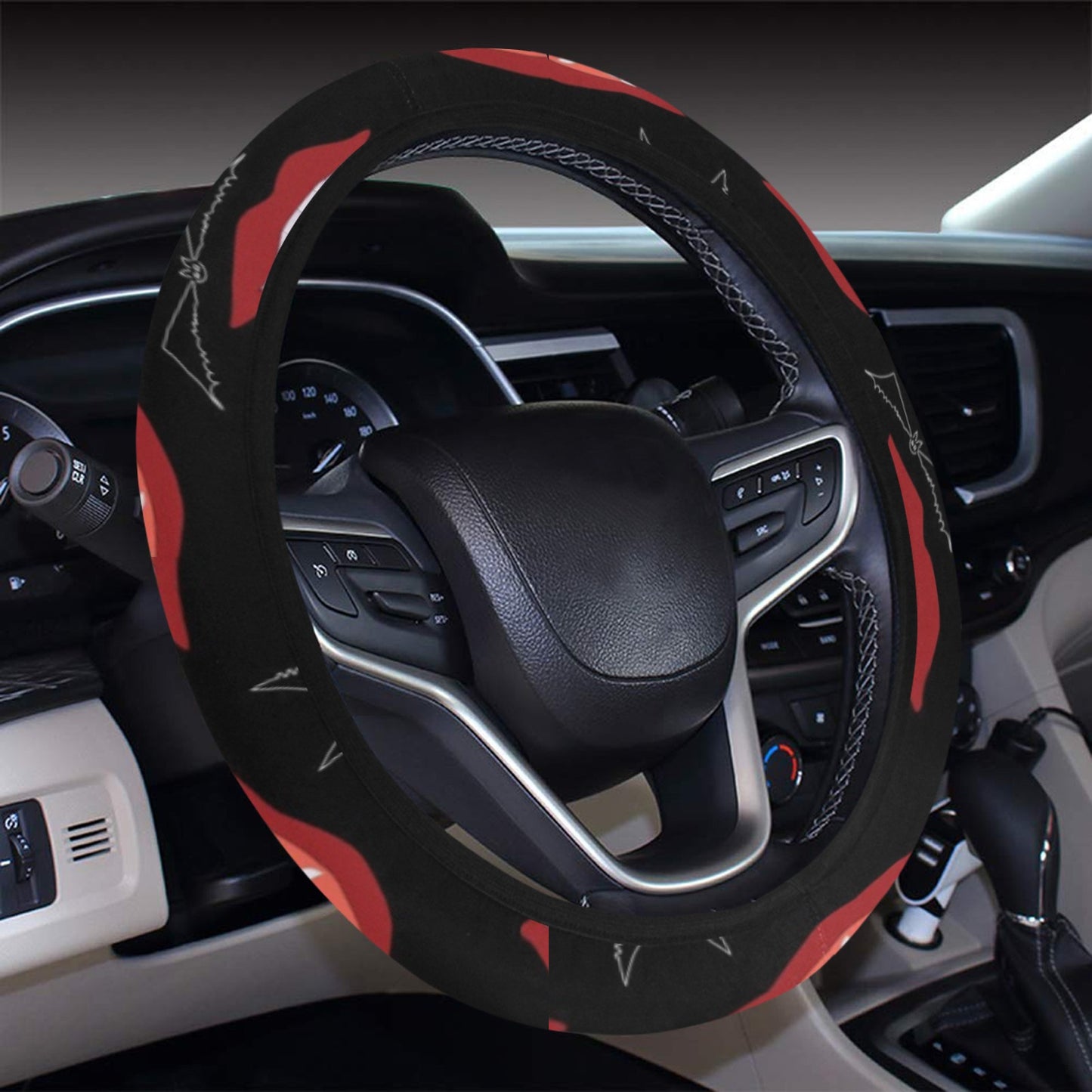 Vampire Lips Print Design LKS301 Steering Wheel Cover with Elastic Edge