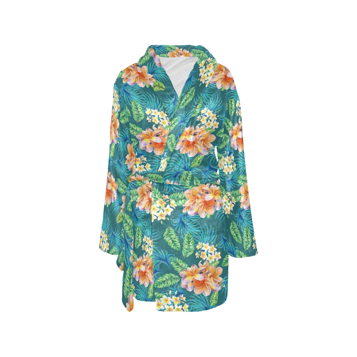 Plumeria Tropical Flower Design Print Women's Fleece Robe