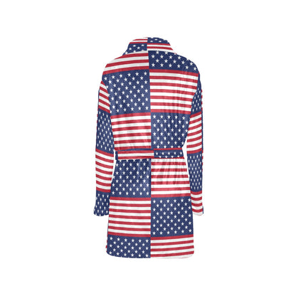 Patriotic US Flag Pattern Print Design A03 Women's Fleece Robe