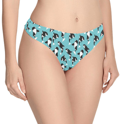Whale Action Design Themed Print Women's Thongs